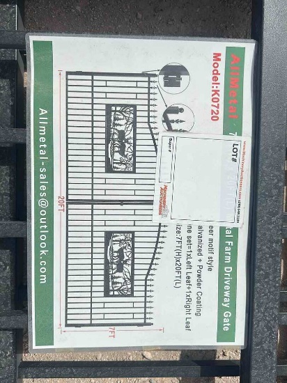 7X20 METAL FARM DRIVEWAY GATE
