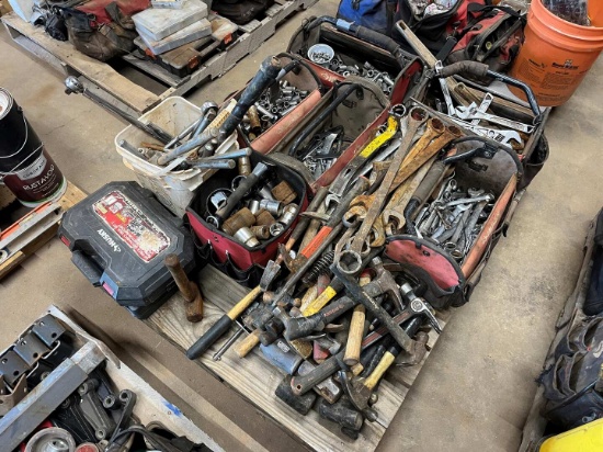 PALLET OF WRENCHES; SOCKETS; HAMMERS