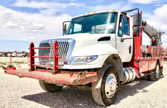 2019 International Durastar 4300 Flatbed W/Crane Truck