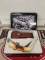 TRACTOR SUPPLY SINGLE LOCK BLADE KNIFE W/ LEATHER HOLSTER IN DISPLAY TIN