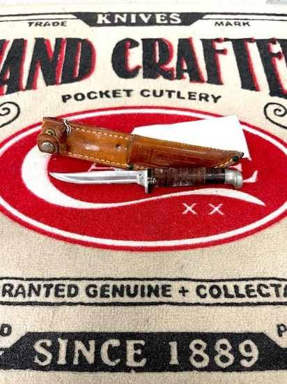 CASE XX FIXED BLADE KNIFE IN LEATHER SHEATH
