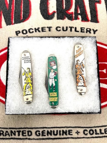 3 KNIFE SET DANIEL BOONE, ROGERS HORNSBY, DAVY CROCKETT