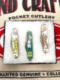 3 KNIFE SET DANIEL BOONE, ROGERS HORNSBY, DAVY CROCKETT