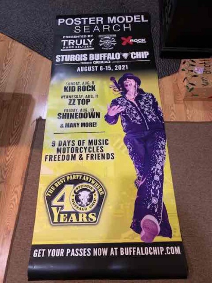 2021 Sturgis Buffalo Chip Poster Model Search Retractable Banner Featuring "KID ROCK" Image