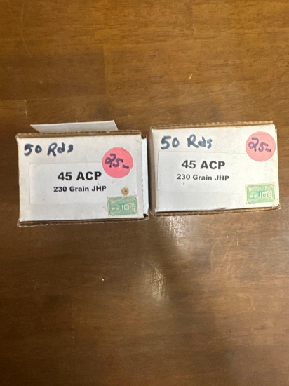 100 Rounds of .45acp 230 GR JHP