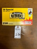 250 Rounds of Remington UMC 38spl 130 GR MC