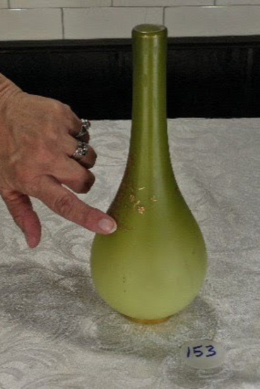 Satin Glass w/Gold Overlay Vase 10"