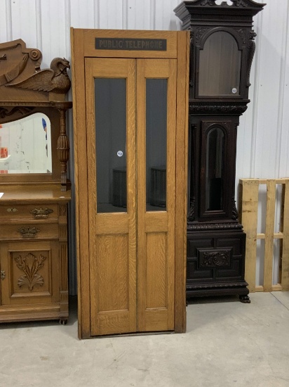 Public Indoor Quarter Sawn Oak Phone Booth - Urlichsville, OH (Buyer Responsible for Shipping Arrang