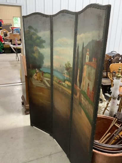 Oil Canvas Dressing Screen (Buyer Responsible for Shipping Arrangements)