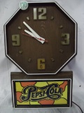 Pepsi Cola Clock - Clock Runs - Lighted Area Does Not