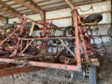 Krause 3228-28’ field cultivator w/k-tines, hyd. fold., walking tandems main frame & 3-bar harrow