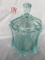 Vulcan pattern candy dish with lid in Mint Opalescent