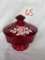 Westmoreland Ruby Red Glass Candy Dish Lidded Bowl 4
