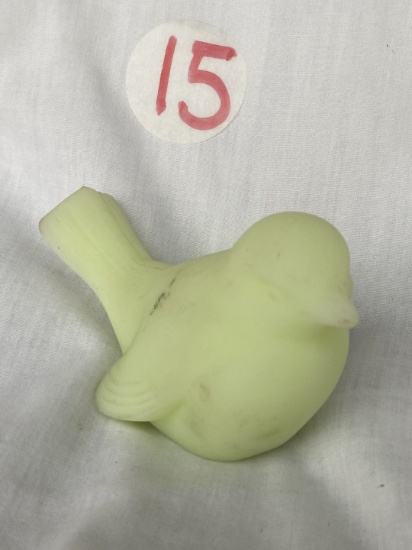 Fenton bird, lime sherbet satin glass figurine