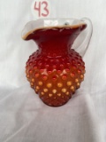 Fenton milestone collection signed by Michael Fenton 45/1750 orange miniature  hobniail pitcher glas