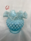 Fenton Opalescent Blue Hobnail Rose Bowl/Vase 4.5