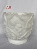 Fenton White Satin Planter - Water Lily Pattern