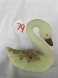 Fenton Lime Sherbert Handpainted Swan - Signed Cathy Gearhart