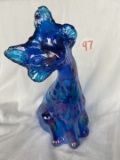 Fenton Opalescent Blue Large Cat 10.5