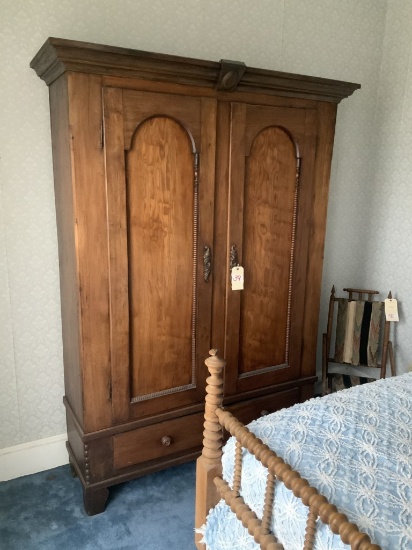 Walnut 1 piece armoire w/ bottom drawers 4ft 8in by 7ft