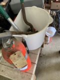 Fire Extinguisher, Bucket w/Greenlee Knock Out Tool, etc.