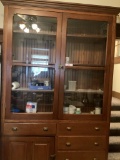 Oak Kitchen Cupboard w/4 Pane Glass Doors (8ft. 1/4