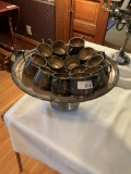 Silver Plate Bowl w/ 14 Cups