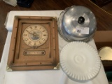 cake saver and other sandwich or cake holding plates, second box: silver crest plate, battery powere