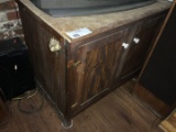 ply wood top, two door cabinet