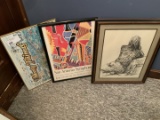 three modern pictures and frames