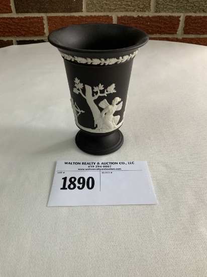 5" Black Wedgewood Cameo Vase