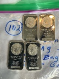 (4) Sunshine Minting Inc., Silver Eagle 1 oz Silver Bars