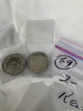 (2) Reales Coins - Worn