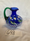 Fenton Hand Painted Blue Pitcher