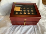 100 Gold Plated State Quarters; P&D Complete Set in Deluxe Showcase