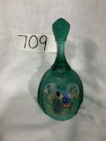Fenton Bell hand painted by D. Robinson- Mary and Joseph- Spruce Green