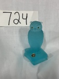 Westmoreland Glass Owl - Frosted Blue Glass, with Original Foil Label
