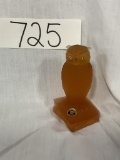 Westmoreland Glass Owl - Frosted Apricot Mist Glass, with Original Foil Label