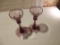 Pair of plum Tiffin Glass Candle holders