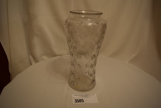Tiffin Glass Cut Glass Vase 13"