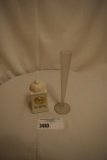 Tiffin Satin Bud Vase w/Gold Trim and Belleek Shamrock Clock