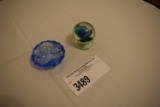 Heisey Paperweight and Small Copen Blue Tiffin Ashtray