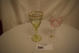 Pair of Stem Glasses - One Lead Crystal West Germany and One w/Gold Rim