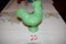 Green Milk Glass Rooster