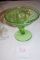 Green Glass Compote w/Daisy Pattern