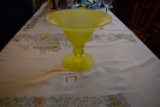 Tiffin Glass Yellow Satin Compote
