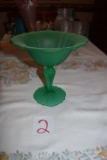 Tiffin Glass Emerald Green Satin Compote