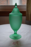 Tiffin Glass Emerald Green Candy Dish