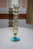 Tiffin Glass Bud Vase w/Blue Bottom