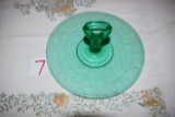 Tiffin Glass Jack Frost Emerald Green Cake Plate